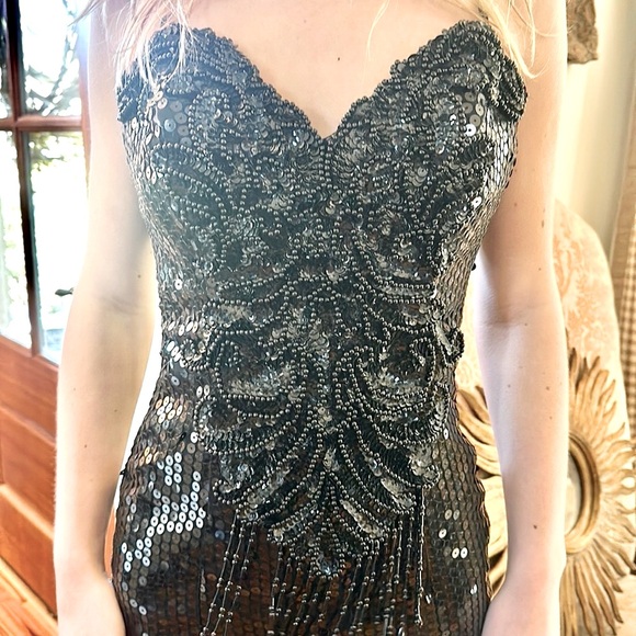 90s vintage sequin mini party formal dress - Picture 2 of 9